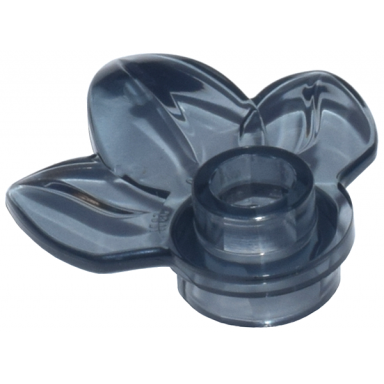 trans-black plant plate round 1 x 1 with 3 leaves
