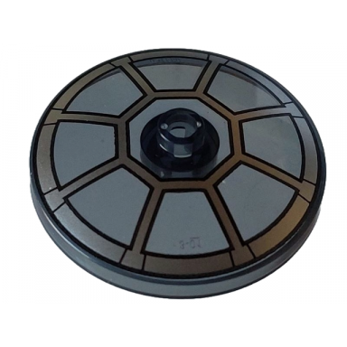 trans-black dish 4 x 4 inverted radar with open stud with silver radial tie bomber fighter cockpit pattern