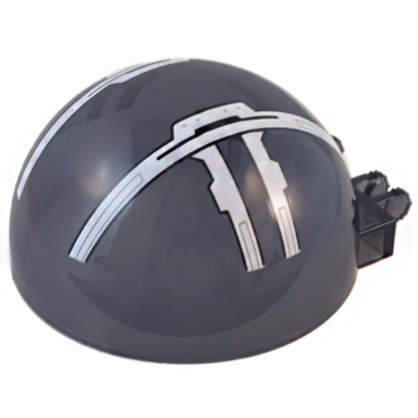 trans-black windscreen 6 x 6 x 3 canopy half sphere with dual 2 fingers with sw rebel ghost cockpit white perpendicular lines with rivets and black outlines pattern