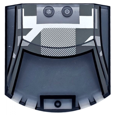 trans-black windscreen 6 x 6 x 1 1 3 straight sides with black and dark bluish gray window frame outline roof and silver stripes pattern