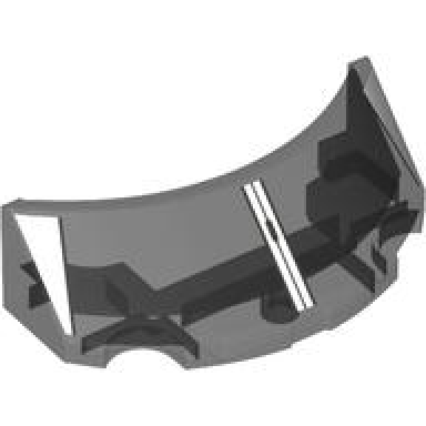 trans-black windscreen 2 x 4 x 1 curved with white and silver window frame outline pattern