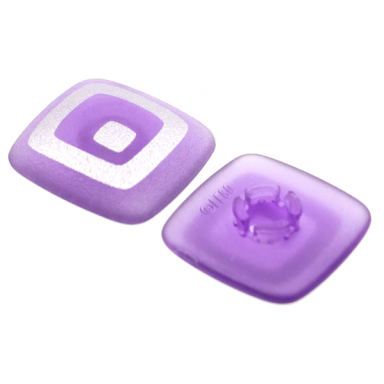 trans-medium purple clikits icon square 2 x 2 large with pin with silver square cutout and small square pattern