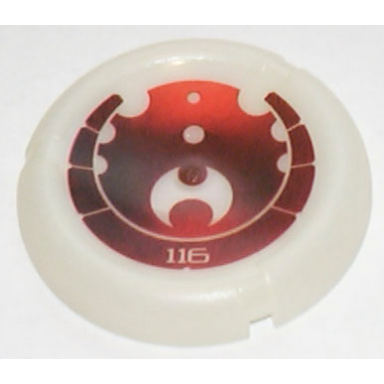 glow in dark opaque throwing disk with bionicle kanoka 116 ta-metru pattern