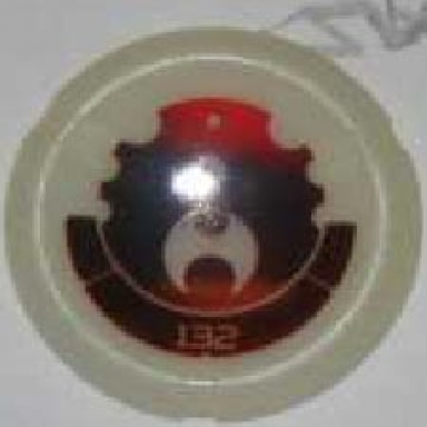 glow in dark opaque throwing disk with bionicle kanoka 132 ta-metru pattern