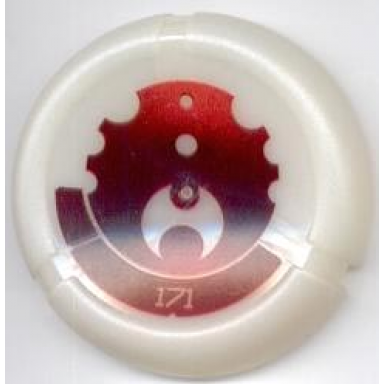 glow in dark opaque throwing disk with bionicle kanoka 171 ta-metru pattern