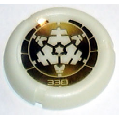 glow in dark opaque throwing disk with bionicle kanoka 338 po-metru pattern