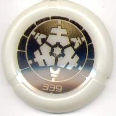 glow in dark opaque throwing disk with bionicle kanoka 339 po-metru pattern