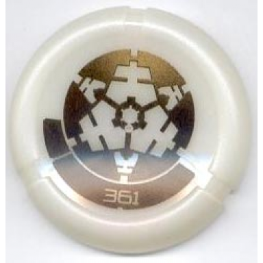 glow in dark opaque throwing disk with bionicle kanoka 361 po-metru pattern