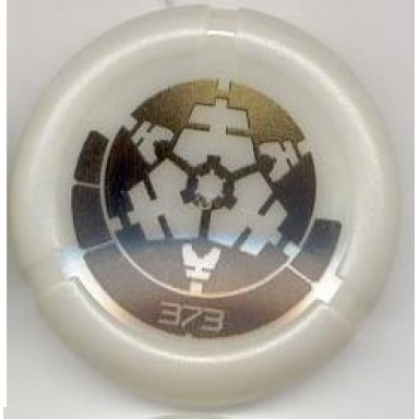 glow in dark opaque throwing disk with bionicle kanoka 373 po-metru pattern