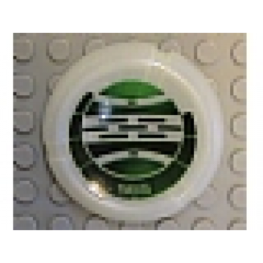 glow in dark opaque throwing disk with bionicle kanoka 565 le-metru pattern
