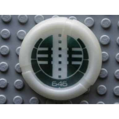 glow in dark opaque throwing disk with bionicle kanoka 646 onu-metru pattern