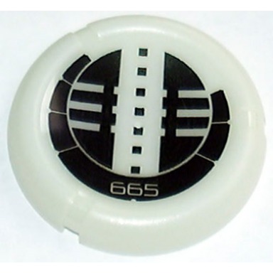 glow in dark opaque throwing disk with bionicle kanoka 665 onu-metru pattern