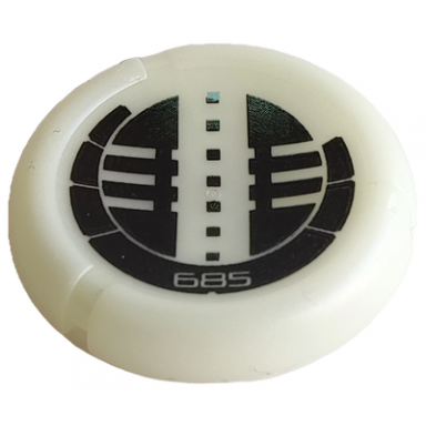 glow in dark opaque throwing disk with bionicle kanoka 685 onu-metru pattern