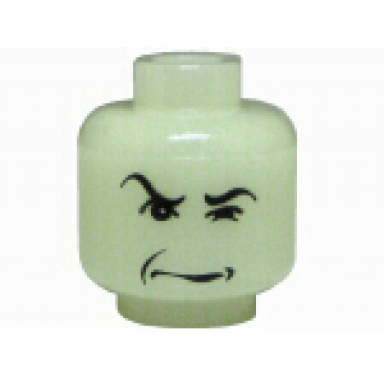 glow in dark opaque minifigure head male hp snape with arched eyebrow and squint pattern