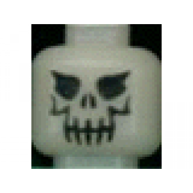 glow in dark opaque minifigure head skull evil with eyebrows black print pattern