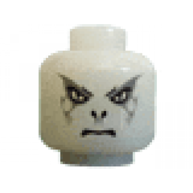 glow in dark opaque minifigure head alien with hp voldemort silver pattern