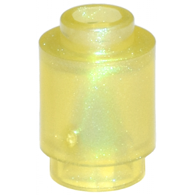 satin trans-yellow brick round 1 x 1