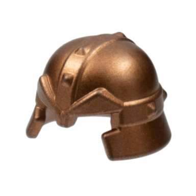 metallic copper minifigure headgear helmet castle with cheek protection and studded bands dwarf