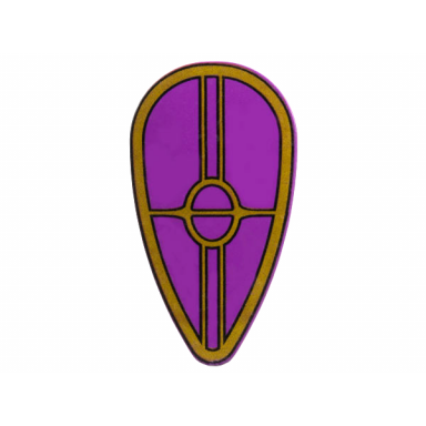purple minifigure shield oval with gold border circle and lines pattern