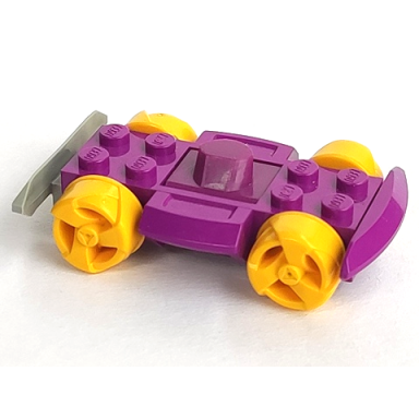 purple vehicle base 4 x 6 racer base with yellow wheels and light gray bumper