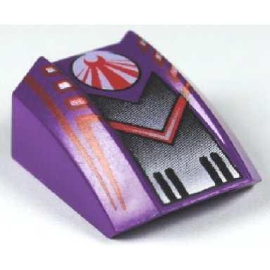 purple slope curved 2 x 2 lip with red chevron and black fade pattern warrior