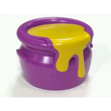 purple duplo utensil honey pot with yellow honey pattern