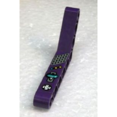 purple technic liftarm modified bent thick 1 x 9 6 - 4 with white gauge yellow and turquoise buttons and handle pattern sticker - set 8268
