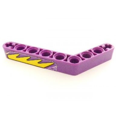 purple technic liftarm modified bent thick 1 x 9 6 - 4 with yellow flames pattern model right side sticker - set 8269