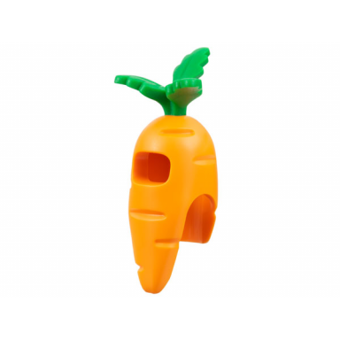 minifigure headgear head cover costume carrot with molded green leaves pattern