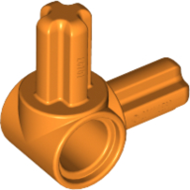 orange technic axle and pin connector hub with 2 perpendicular axles