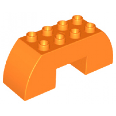 orange duplo brick 2 x 6 x 2 slope curved double with 2 x 2 cutout on bottom