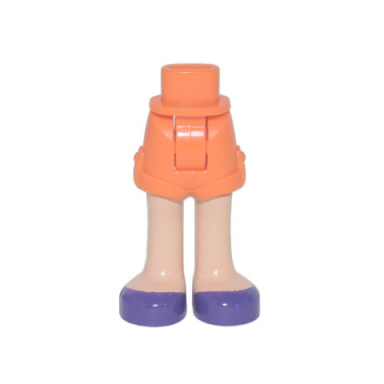 orange mini doll hips and shorts with light nougat legs and dark purple shoes pattern - thick hinge