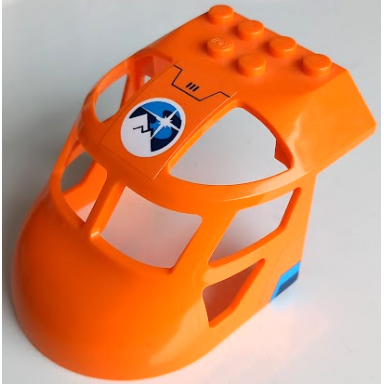 orange aircraft fuselage forward top curved 6 x 8 x 4 with dark blue dark azure and white arctic explorers logo on top and stripes on both sides pattern stickers - set 60196