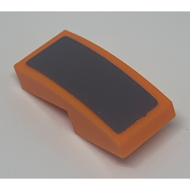 orange slope curved 2 x 1 x 2 3 with dark bluish gray rectangle pattern sticker - set 75892