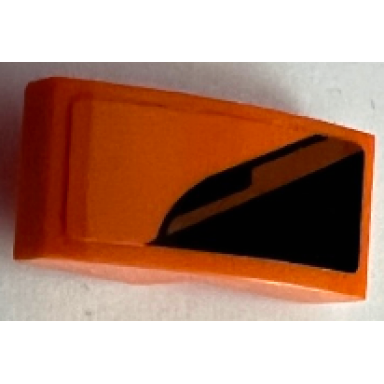 orange slope curved 2 x 1 x 2 3 with black triangle and dark orange stripe pattern model left side sticker - set 75880