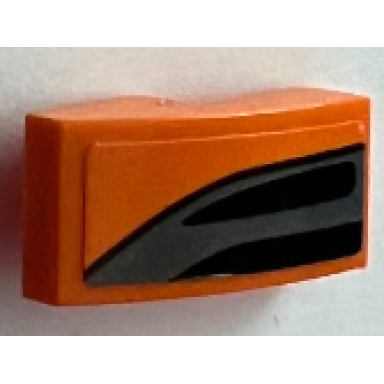 orange slope curved 2 x 1 x 2 3 with black curved line and dark bluish gray air vent pattern model left side sticker - set 75880
