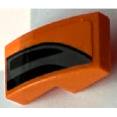 orange slope curved 2 x 1 x 2 3 with black curved line and dark bluish gray air vent pattern model right side sticker - set 75880