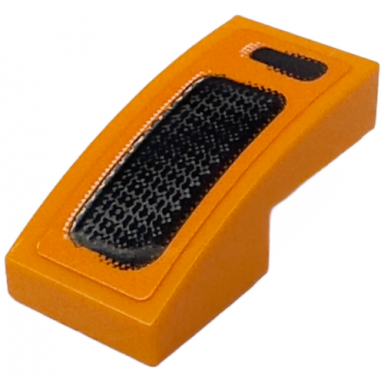 orange slope curved 2 x 1 x 2 3 with black and silver air intake grilles pattern model left side sticker - set 76918