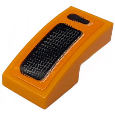 orange slope curved 2 x 1 x 2 3 with black and silver air intake grilles pattern model right side sticker - set 76918