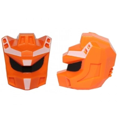 minifigure head modified galaxy squad robot with black visor and white forehead pattern