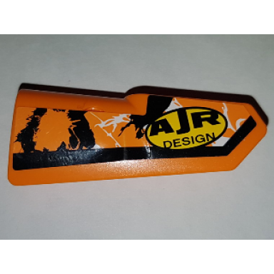orange technic panel fairing 21 very small smooth side b with ajr design and black orange and white splatter pattern sticker - set 42007