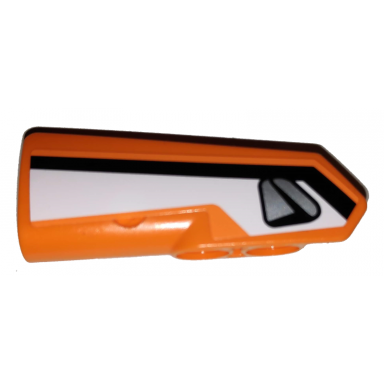 orange technic panel fairing 22 very small smooth side a with black stripe and silver handle on white background pattern sticker - set 42038