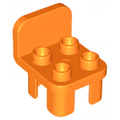 orange duplo furniture chair with 4 studs and rounded back