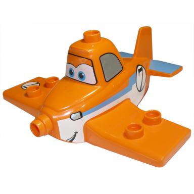 orange duplo airplane disneys planes dusty with blue trim and number 7 pattern
