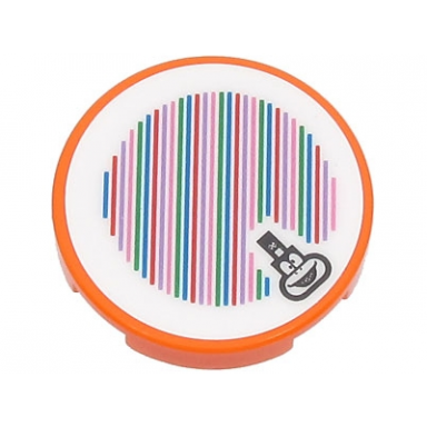 orange tile round 2 x 2 with bottom stud holder with super mario scanner code lemmy pattern sticker - set 71403