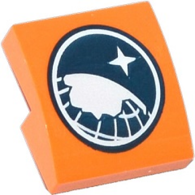 orange slope curved 2 x 2 x 2 3 with dark blue and white arctic explorer logo pattern