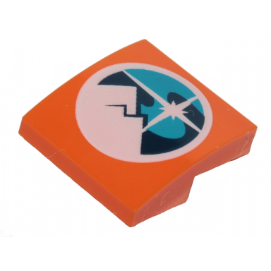 orange slope curved 2 x 2 x 2 3 with dark blue dark azure and white arctic explorers logo pattern