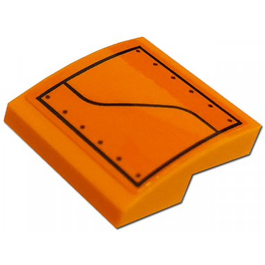 orange slope curved 2 x 2 x 2 3 with hull plate rivets and curved black line pattern model left side sticker - set 76193