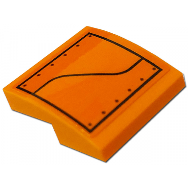 orange slope curved 2 x 2 x 2 3 with hull plate rivets and curved black line pattern model right side sticker - set 76193