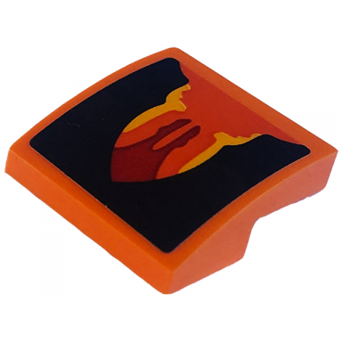 orange slope curved 2 x 2 x 2 3 with black veins and red bright light orange and yellow trim pattern sticker - set 75574